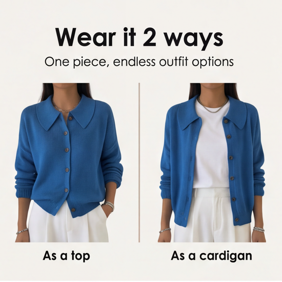 Collete – Women's Soft Knit Cardigan with Peter Pan Collar