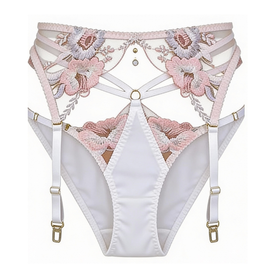 Florelle – Floral Embroidered 3-Piece Lingerie Set