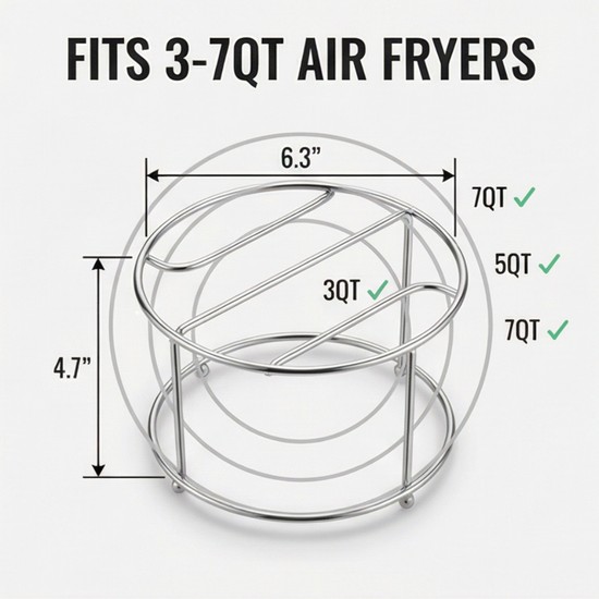 CrispHang Air Fryer Kebab Rack with 24 Hanging Skewers