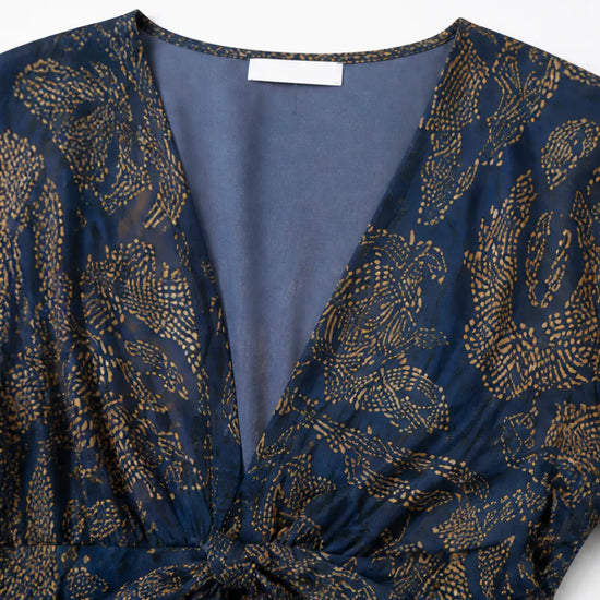 Florenza – Baroque Print Twist-Front Wrap Midi Dress