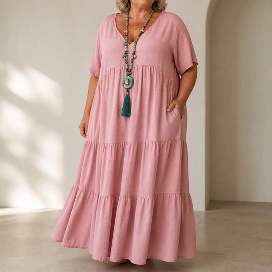 Florelle – Flowy Tiered V-Neck Maxi Dress for Women