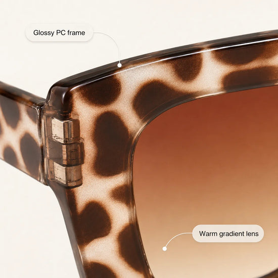 Florenza – Oversized Square Leopard Sunglasses with Gradient Lenses