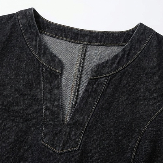 Denim V-Neck Pocket Dress - image 7