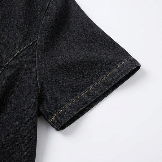 Denim V-Neck Pocket Dress - image 8