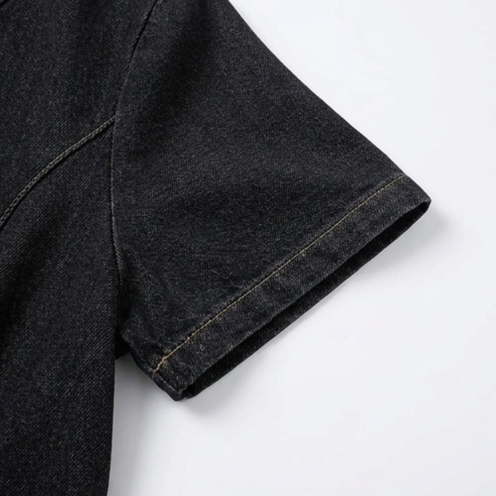 Denim V-Neck Pocket Dress - image 8