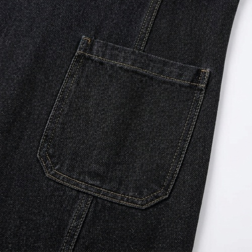 Denim V-Neck Pocket Dress - image 9