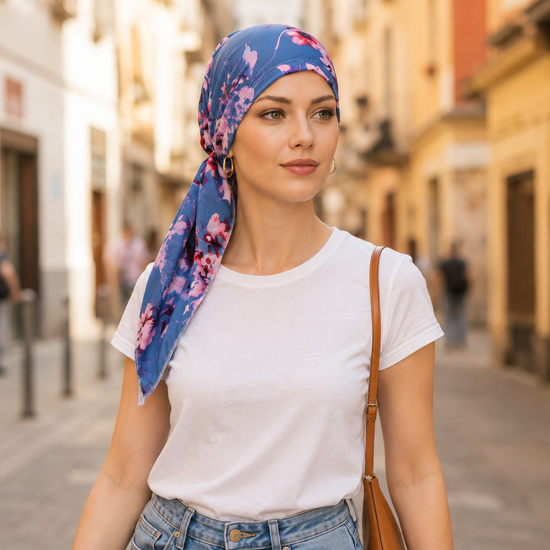 Florenza – Pre-Tied Floral Head Scarf Turban, Soft Elastic, 5 Prints