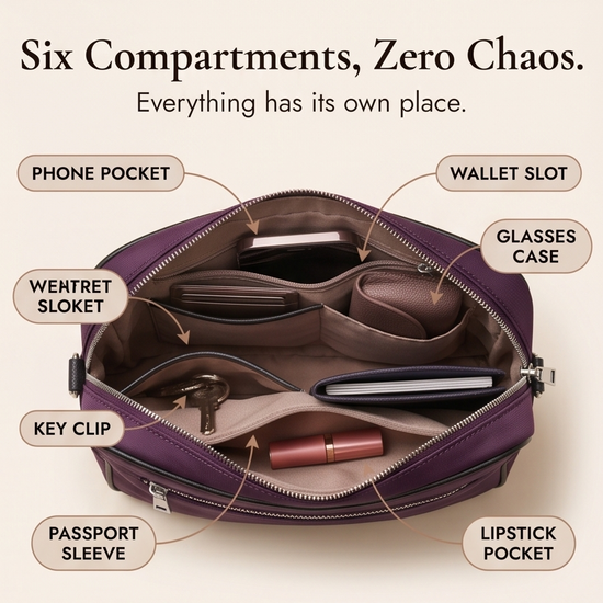Carryella – Multi-Pocket Shoulder Bag with Anti-Theft Design