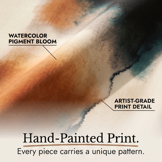 Aterra – Artistic Watercolor Tunic and Wide Leg Pants Set
