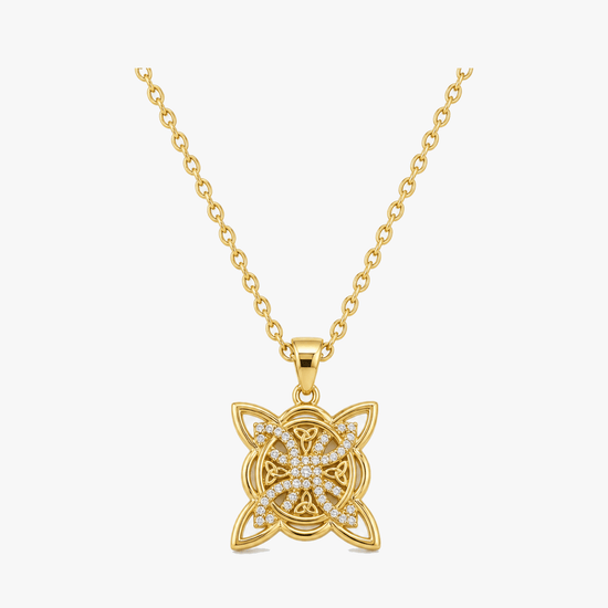 Elowen – Crystal Celtic Knot Necklace