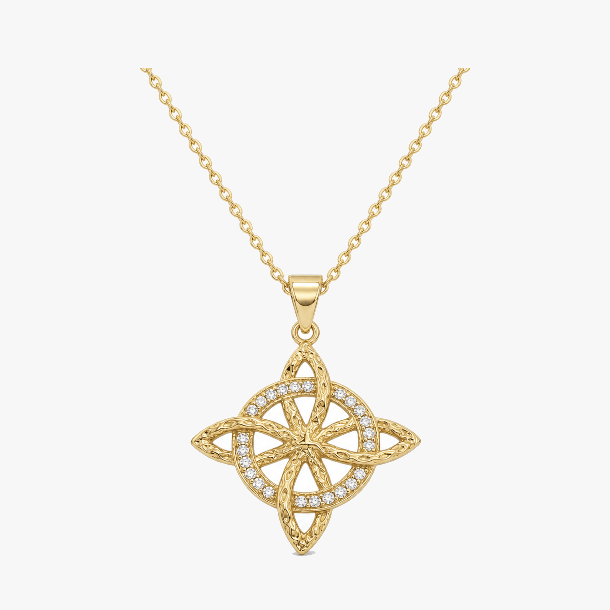 Elowen – Crystal Celtic Knot Necklace