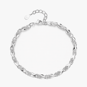 Clovara - Textured Silver Clover Chain Bracelet