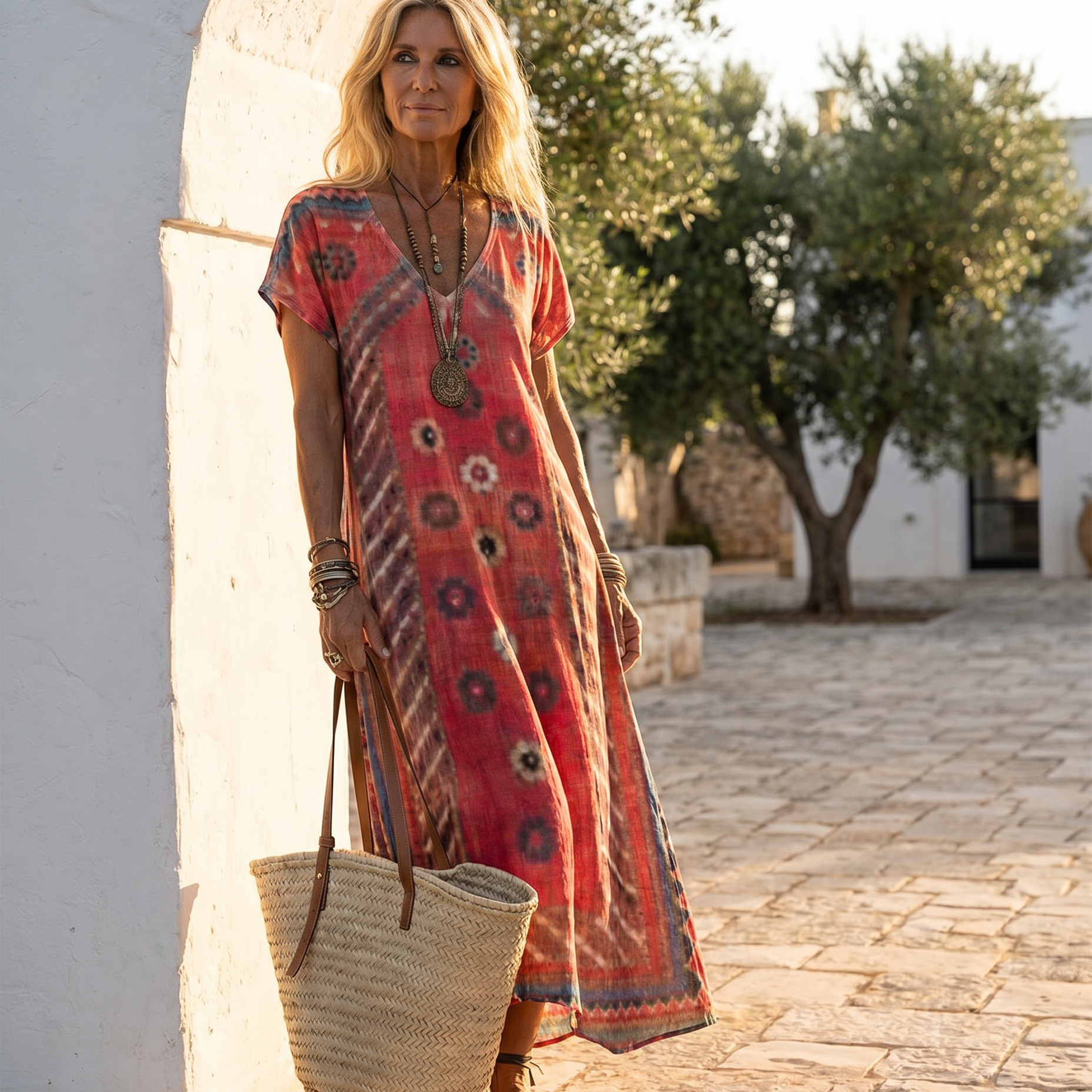 Women's Boho Maxi Dress, Printed and Loose