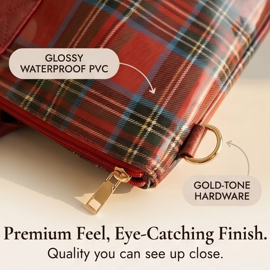 Carroway – Glossy Checkered Tote Bag