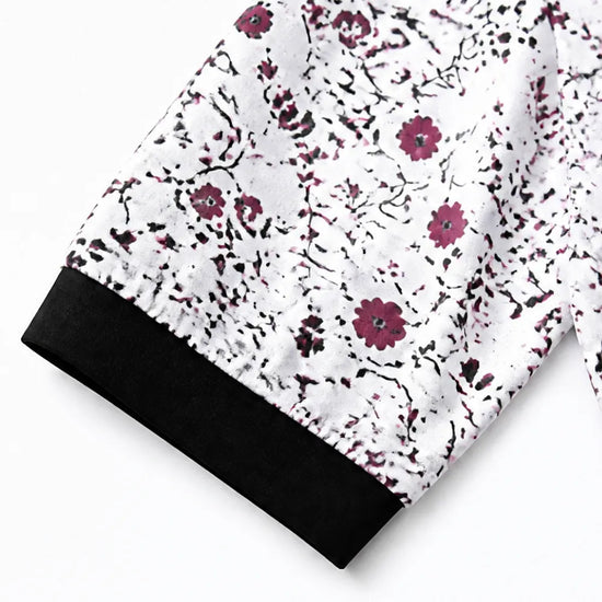Evelora – Floral V-Neck Tunic Top with Button Yoke