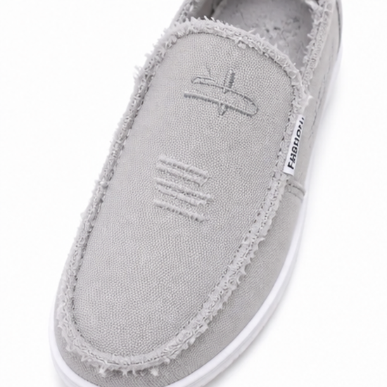 Breeza – Women's Distressed Canvas Slip-On Loafers with Frayed Edges