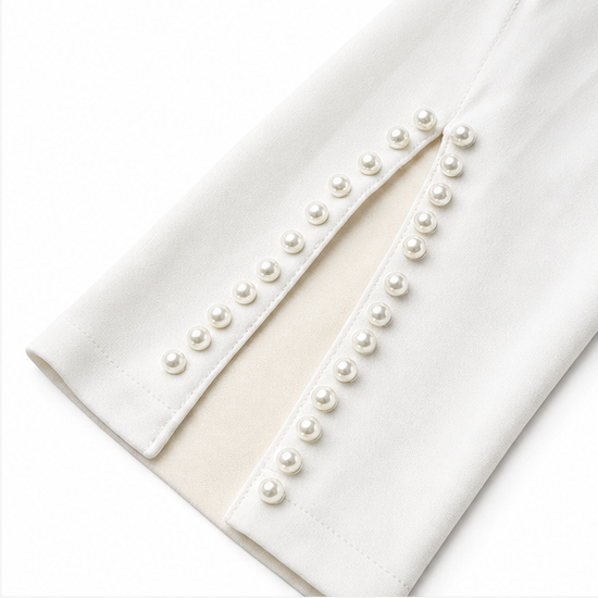 Elarosa – Pearl-like Sleeve Slim Fit Pencil Midi Dress