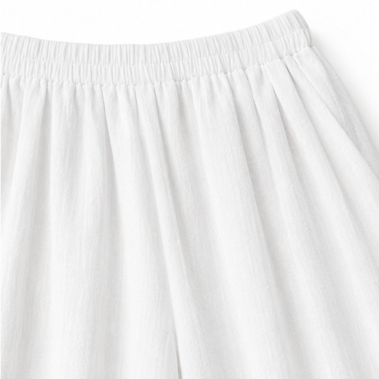 Elovena – Asymmetric Hem Matching Set with Wide-Leg Pants