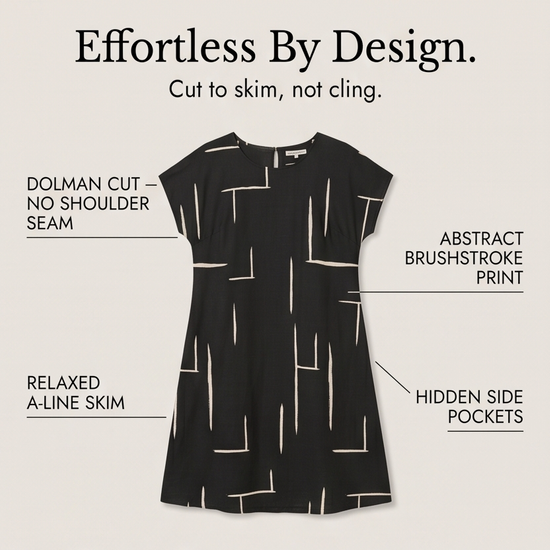 Elunara – Women's Pocketed Dolman Dress with Abstract Print
