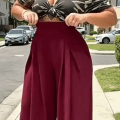 Pants that hug your waist and flow past your hips