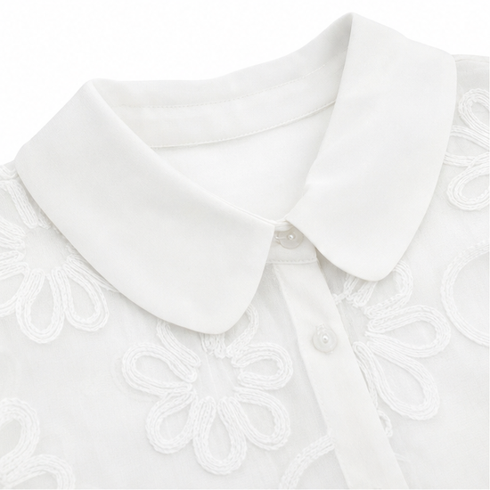 Fiora – Textured Floral Blouse with Puff Sleeves