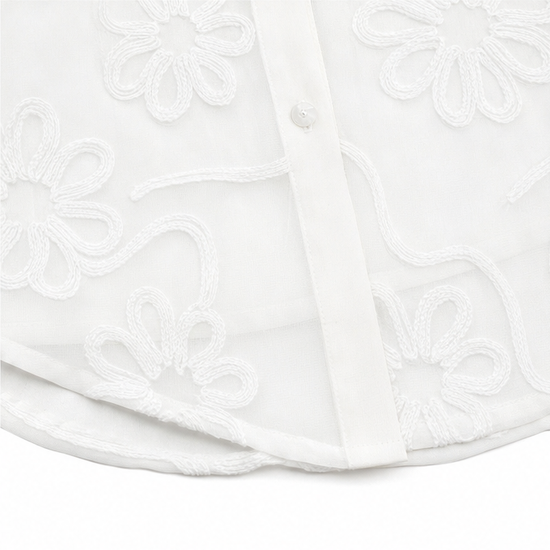 Fiora – Textured Floral Blouse with Puff Sleeves