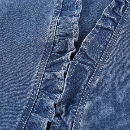 Florelle – Open Front Ruffle Trim Denim-look Jacket for Women