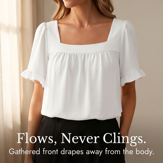 Florelle – Women's Square Neck Flutter Sleeve Blouse