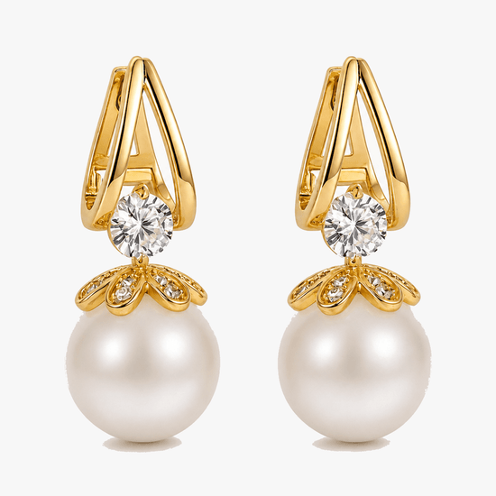 Florenza – Sparkling Pearl Drop Earrings