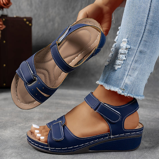 Comfort Leather Sandals - Navy