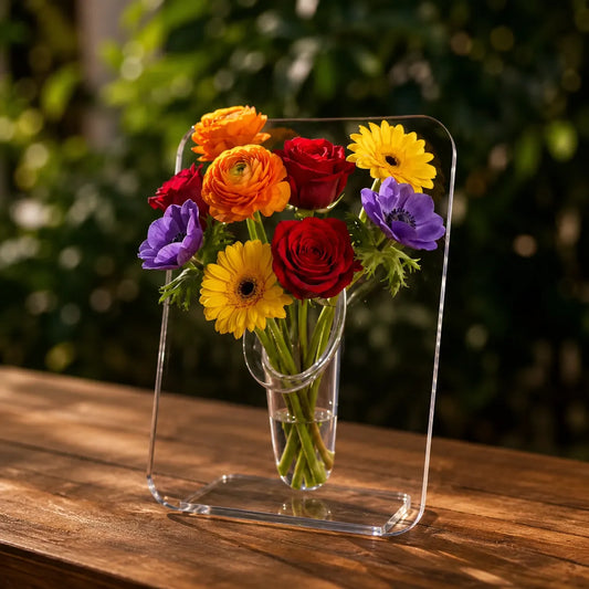 Belavera – Clear Acrylic Frame Vase for Flowers, Modern Picture