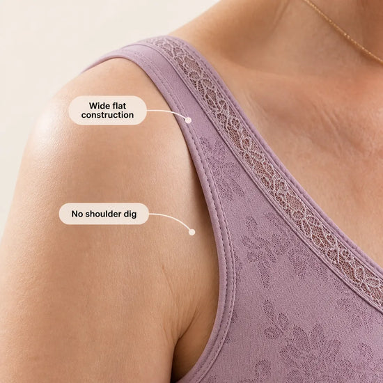 Aluvelle – Wireless Lift Bra with Breathable Mesh & Lace-look V-Neck