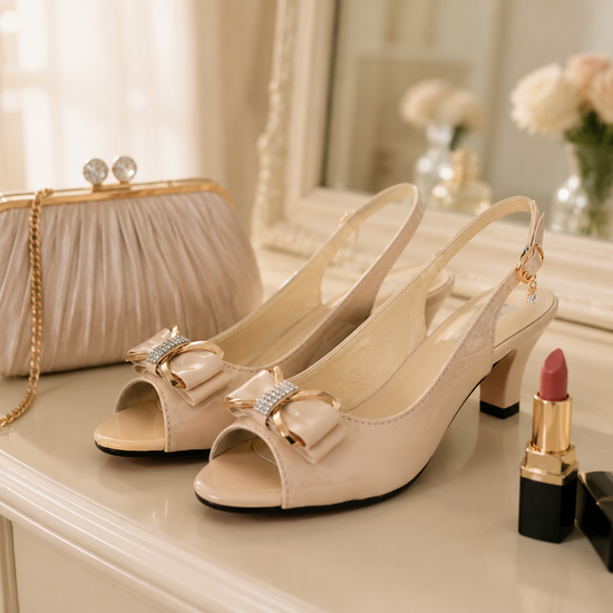 Belluna – Rhinestone Bow Slingback Heels